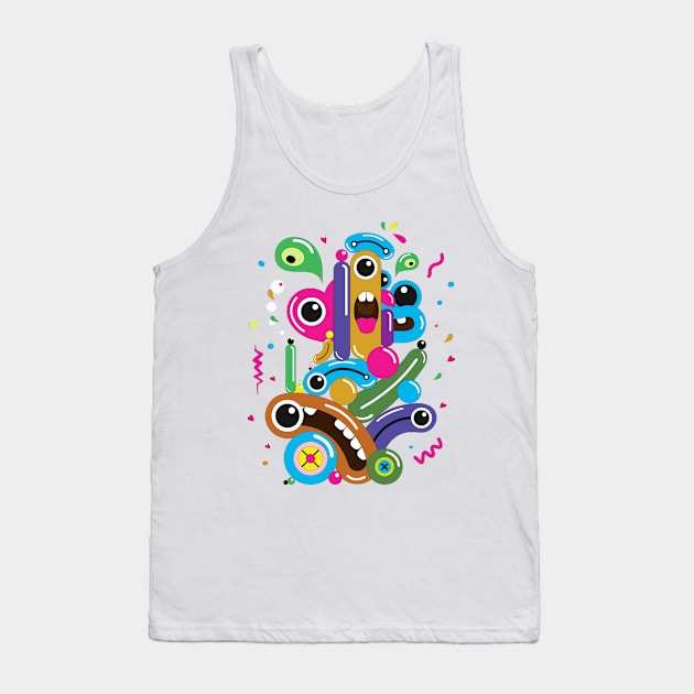 Bright cartoon doodle Tank Top by AndreKENO